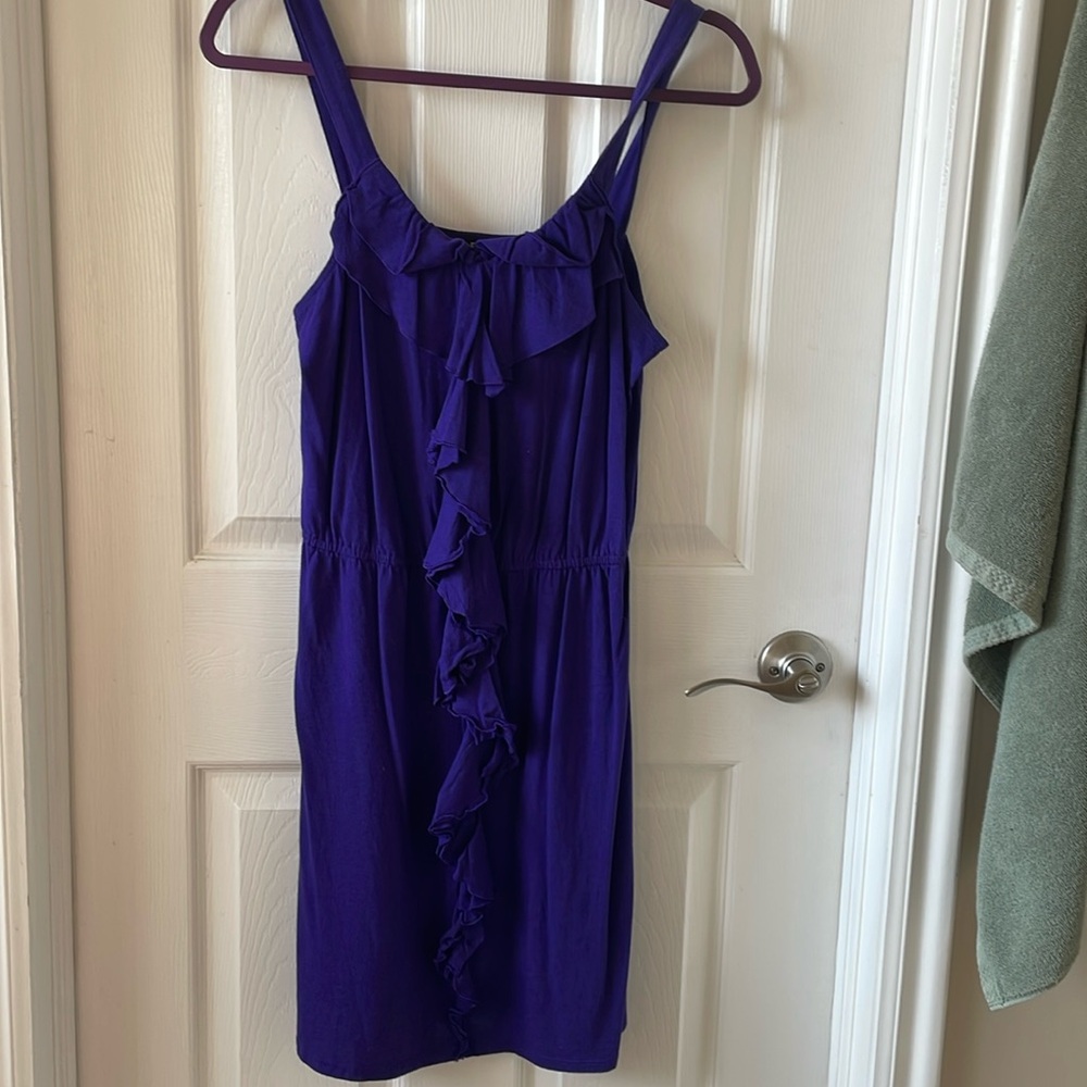 Express Dark Purple Dress Ruffle Size Small S Winter Y2K vintage